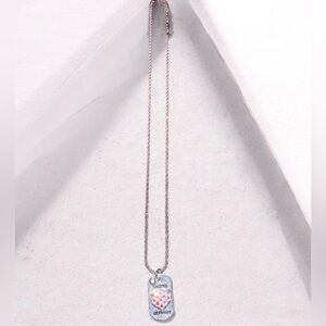SISTERS AT HEART" SILVER TONE HEART PENDANT WITH STONES & CHAIN